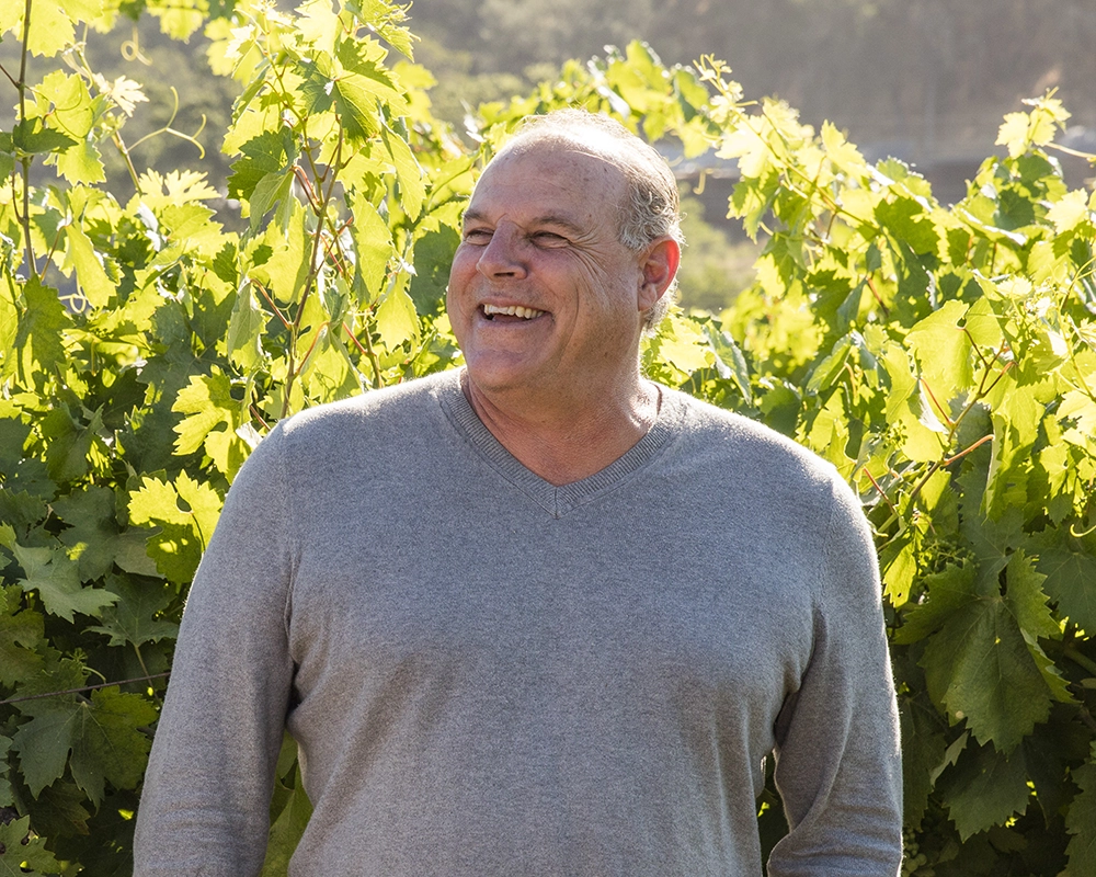 A farmer at Albet I Noya carries a basket of grapes across their vineyard